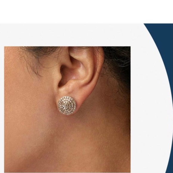 1ctw Pavé Diamond Sterling Silver Round Stud Earrings